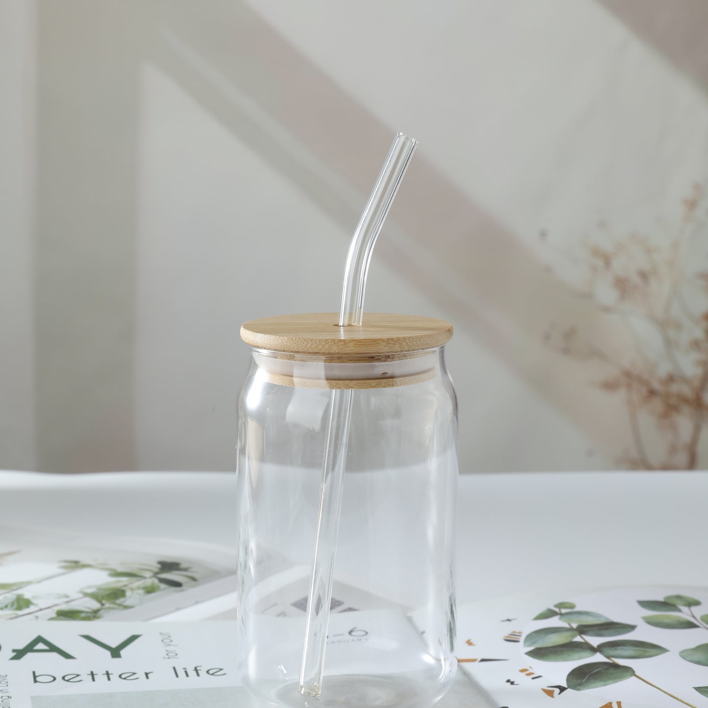 Cold Drink Glass With Straw, Lid