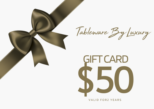 Gift card worth $50 from Tableware by Luxury – perfect for elegant gifting.