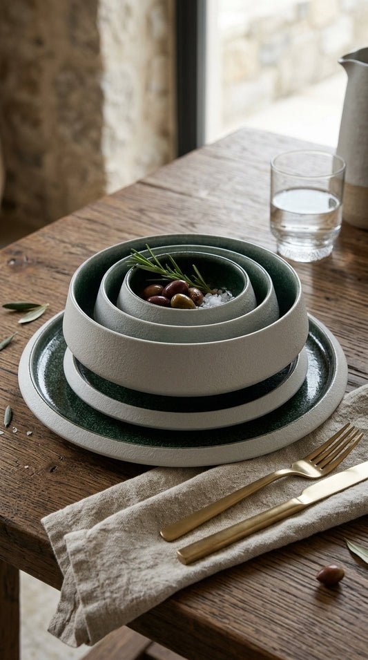Coral Blue Nourish porcelain dinner set