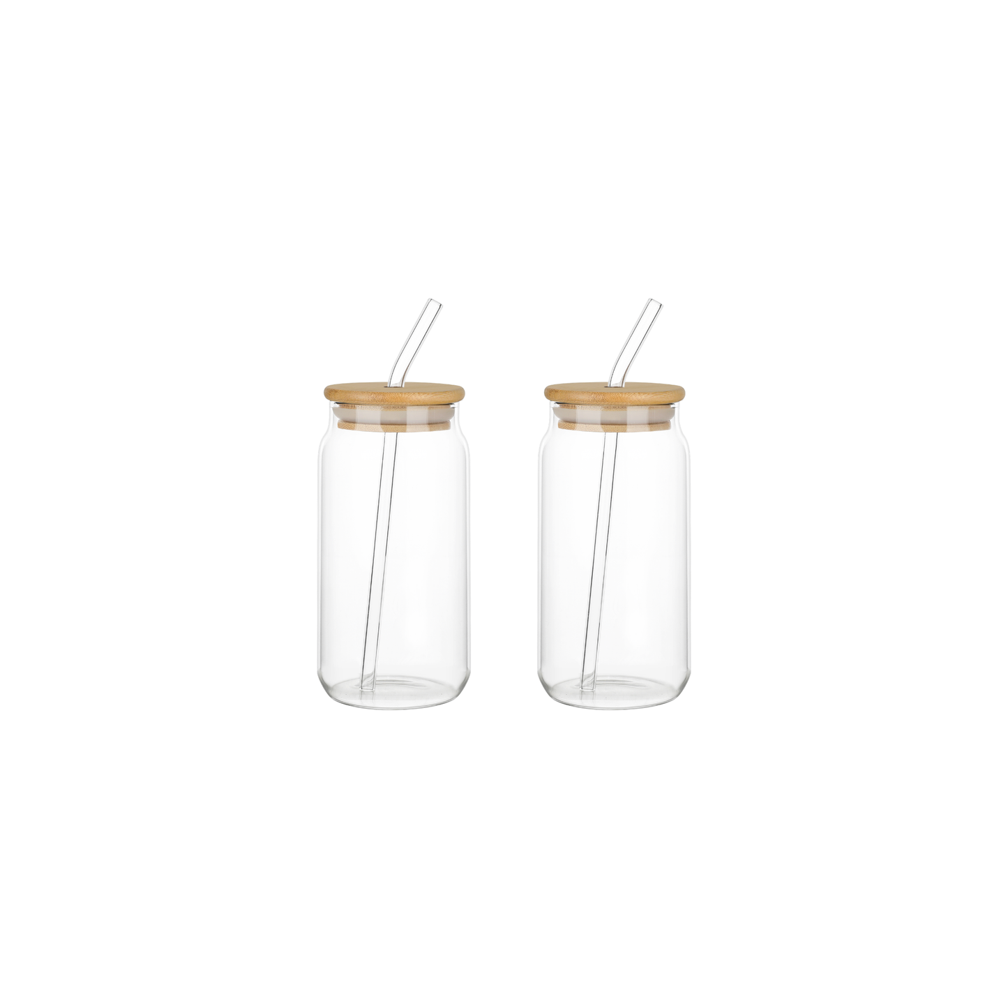 Iced coffee glass cup with bamboo lid and reusable straw