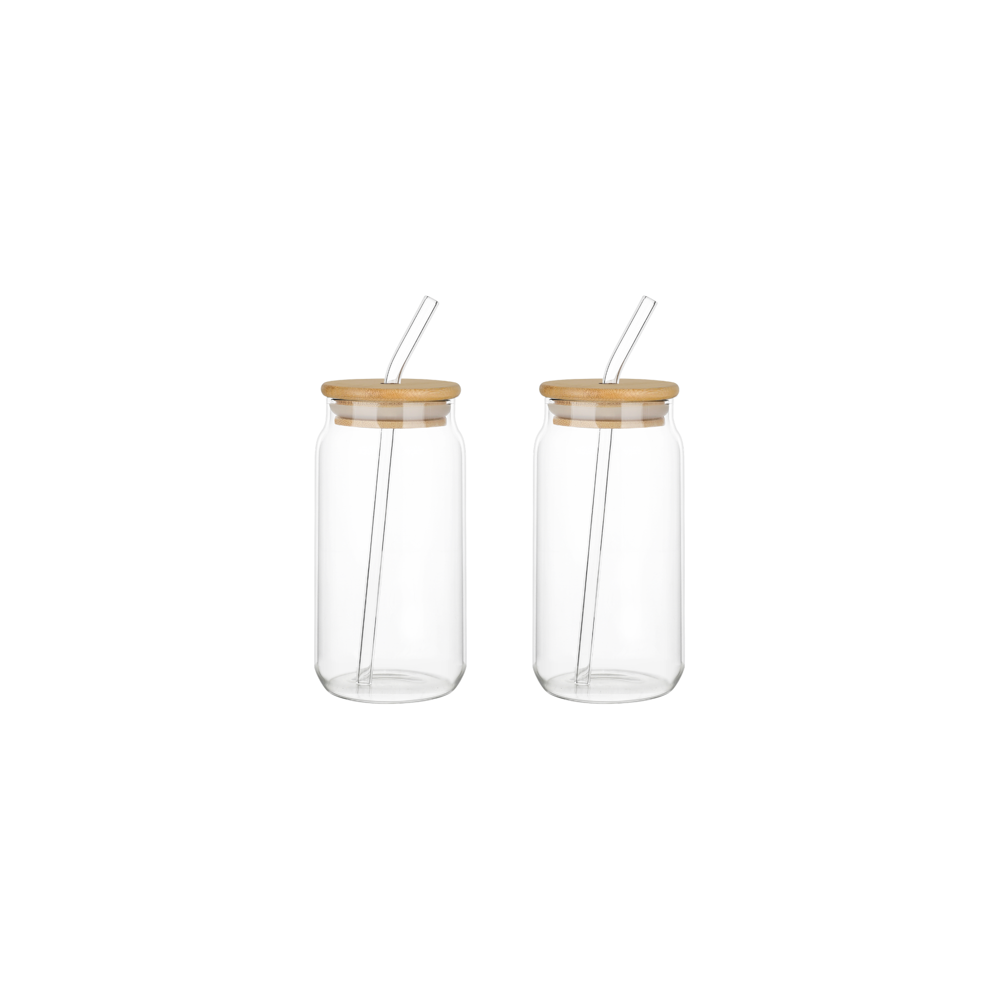 Iced coffee glass cup with bamboo lid and reusable straw