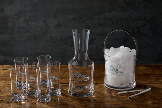 Luxury Ouzo & raki Glasses Gift Set with Mediterranean Map Design