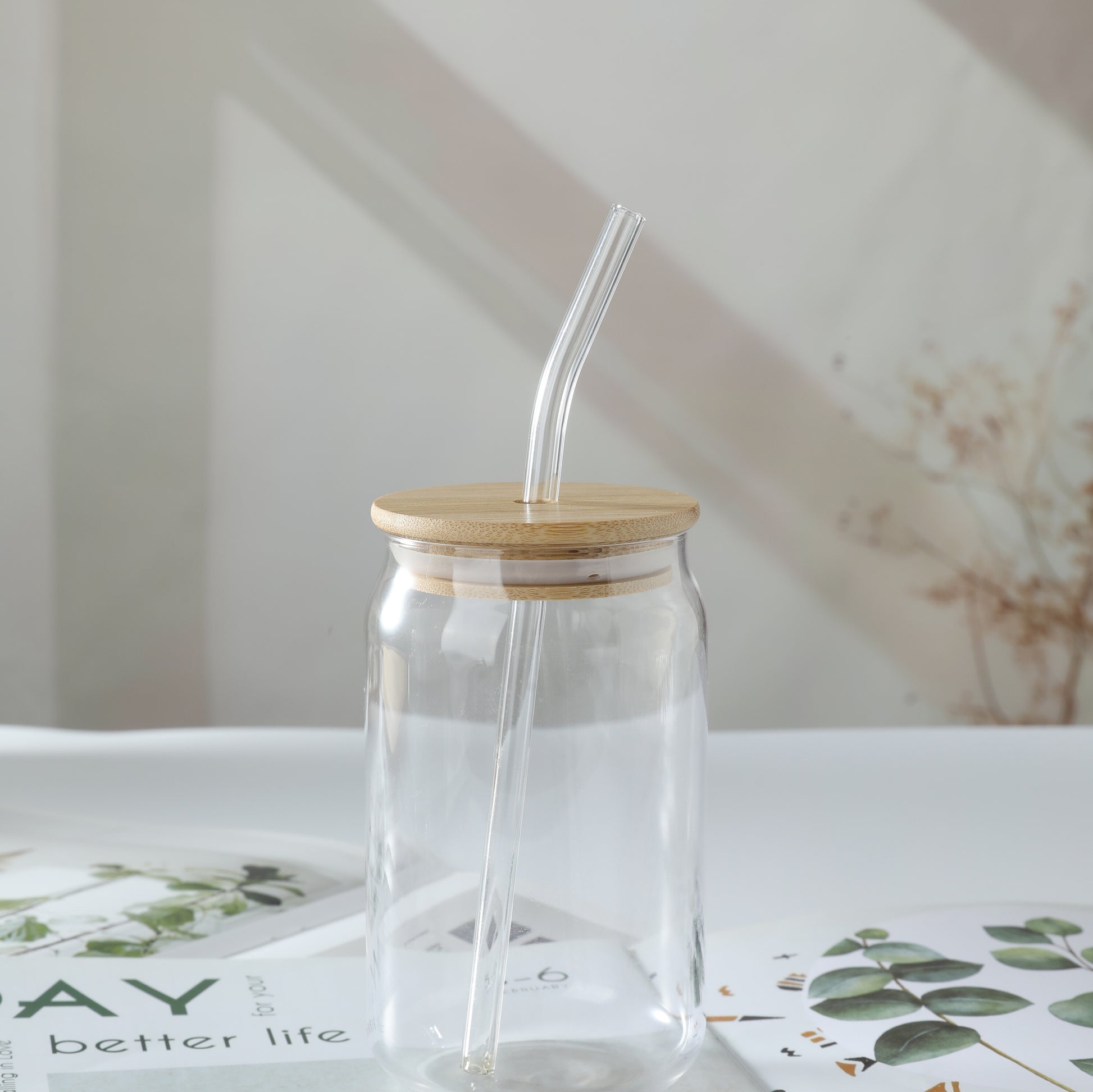 Cold Drink Glass With Straw, Lid