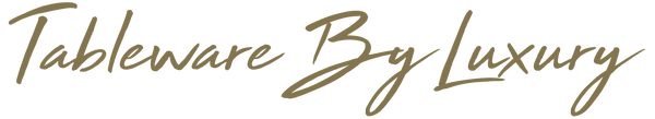 Logo of 'Tableware By Luxury' in gold on a white background